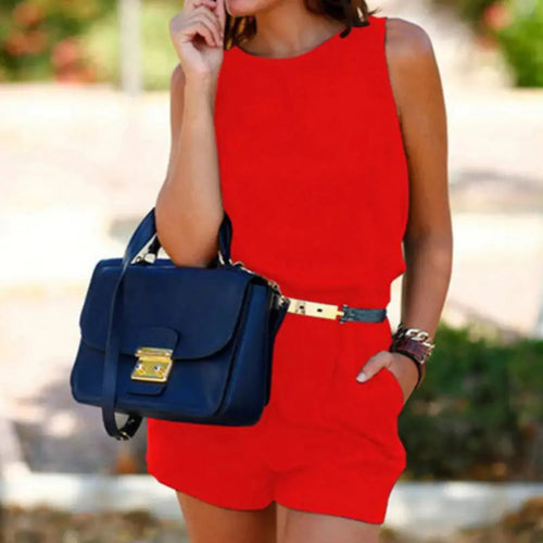 Load image into Gallery viewer, Romper With Pockets in Red