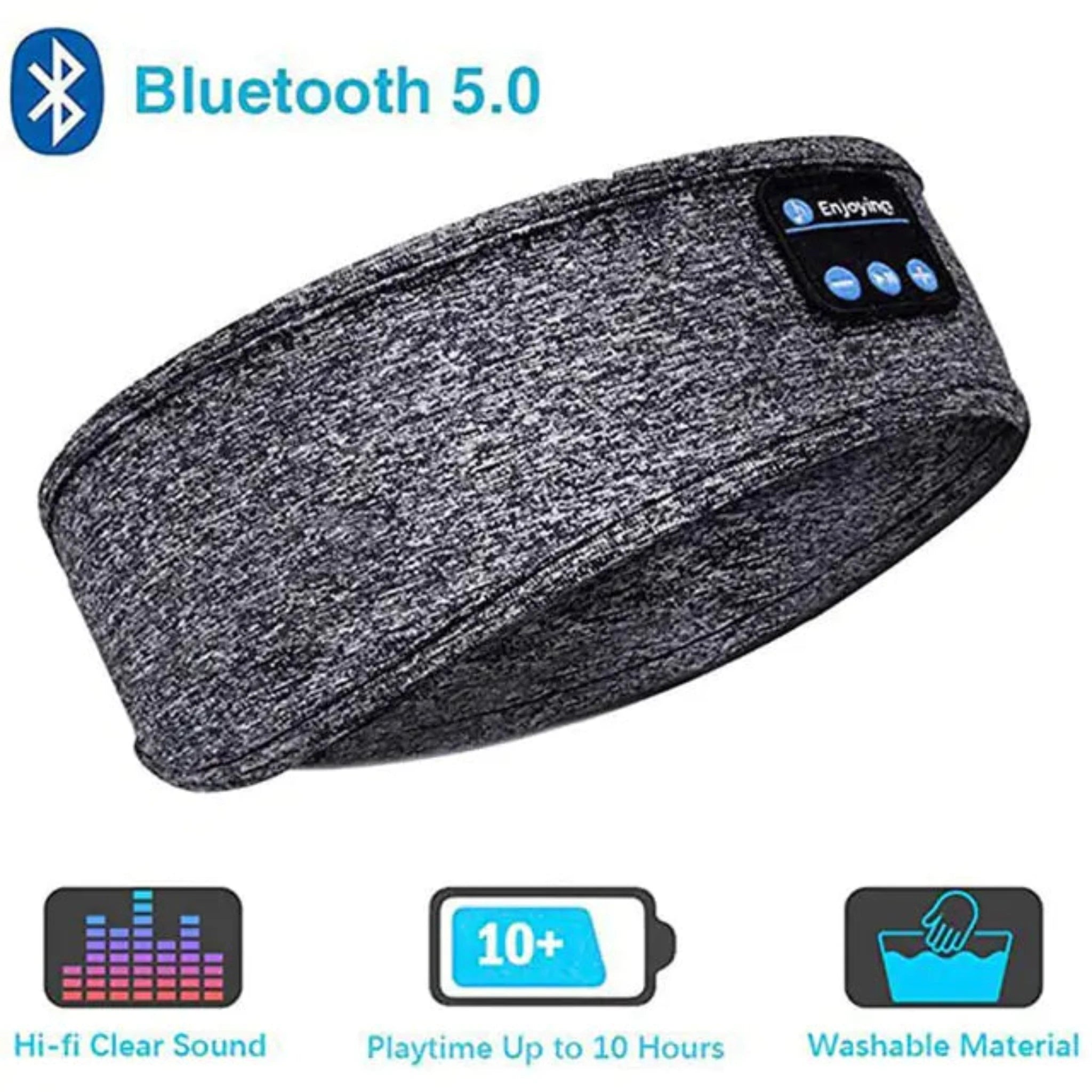 Bluetooth Headphones Soft Elastic Eye Mask in Gray