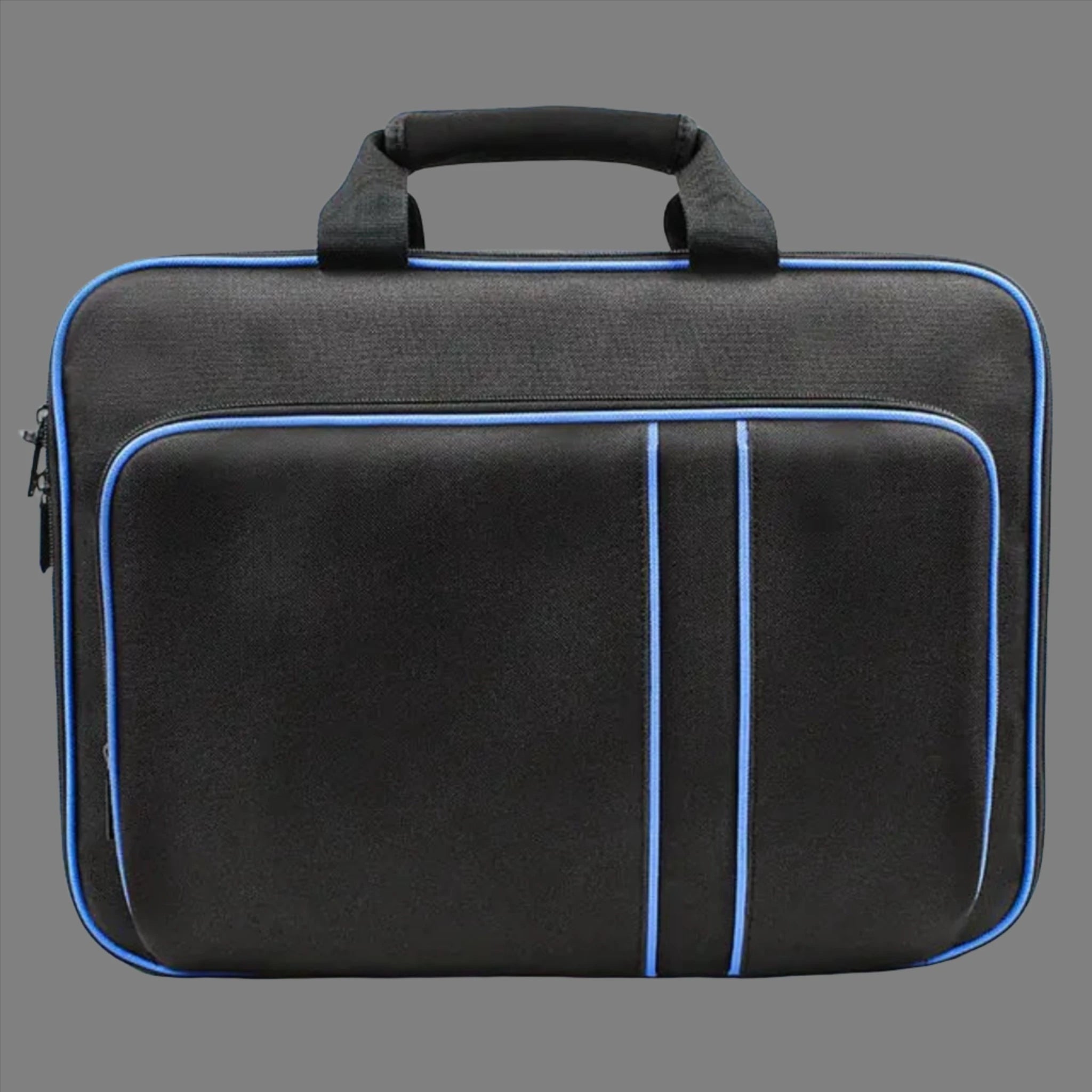 Canvas Carry Bag for Game Console in Black with Blue piping