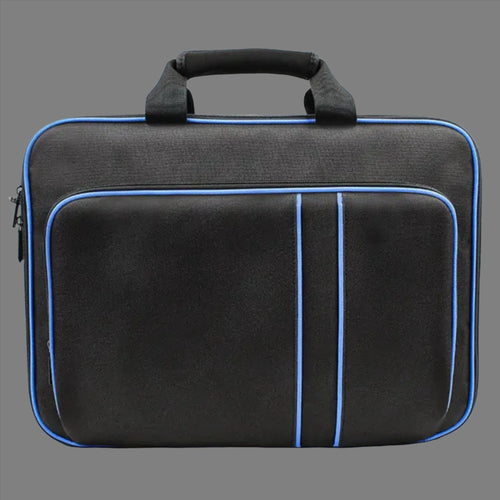 Load image into Gallery viewer, Canvas Carry Bag for Game Console in Black with Blue piping
