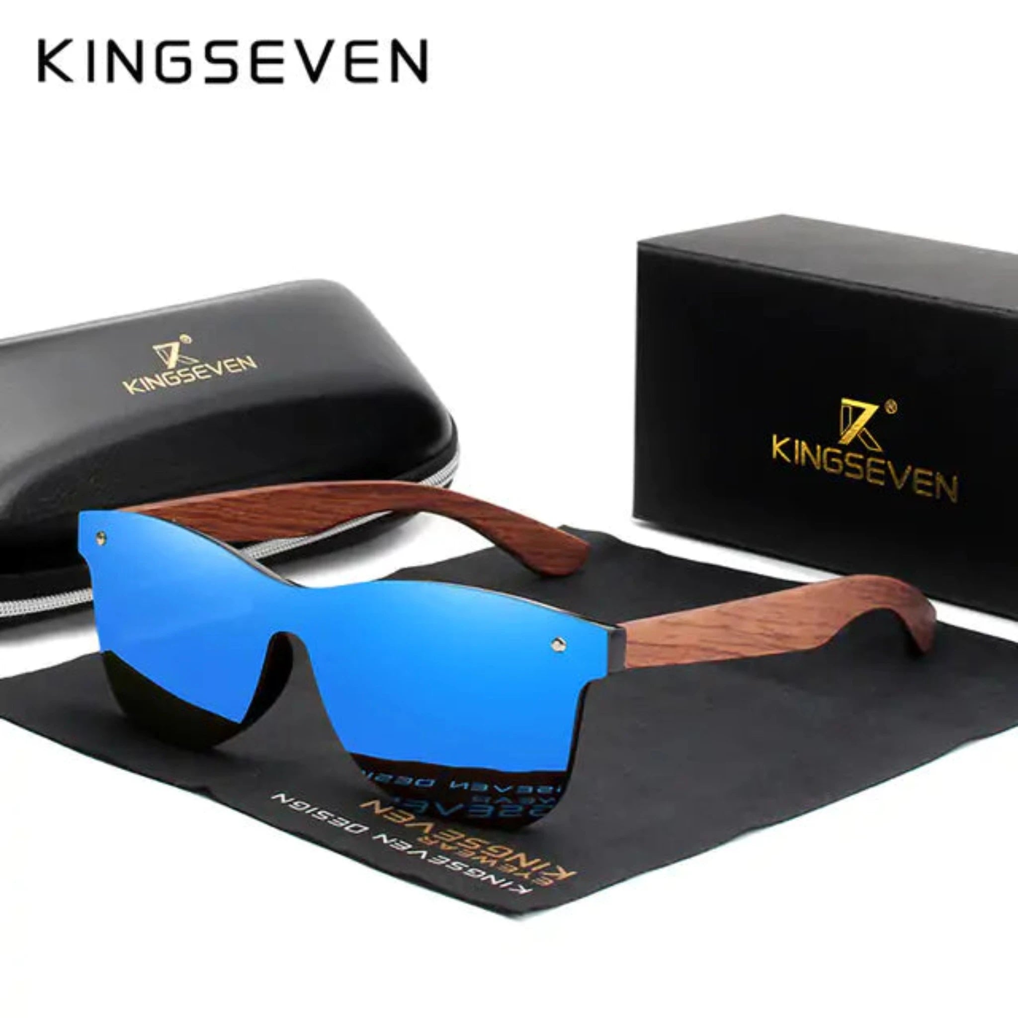 Natural Wooden Sunglasses in Blue