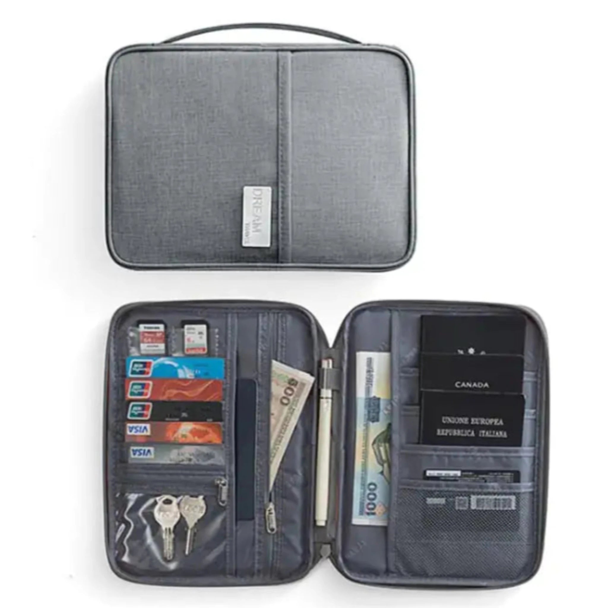 Travel Wallet in Gray (Large)