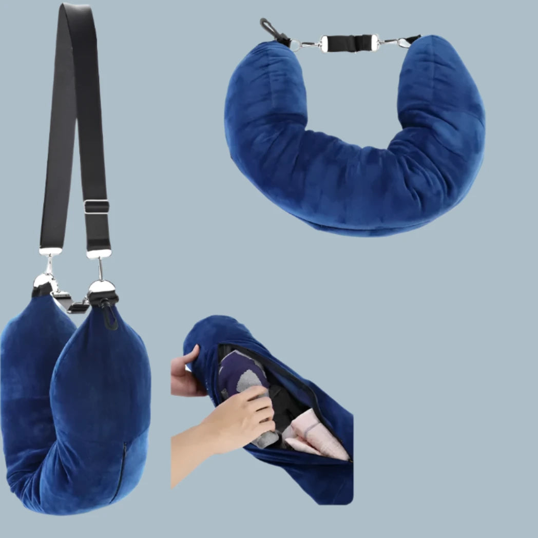 Refillable Travel Pillow in Blue