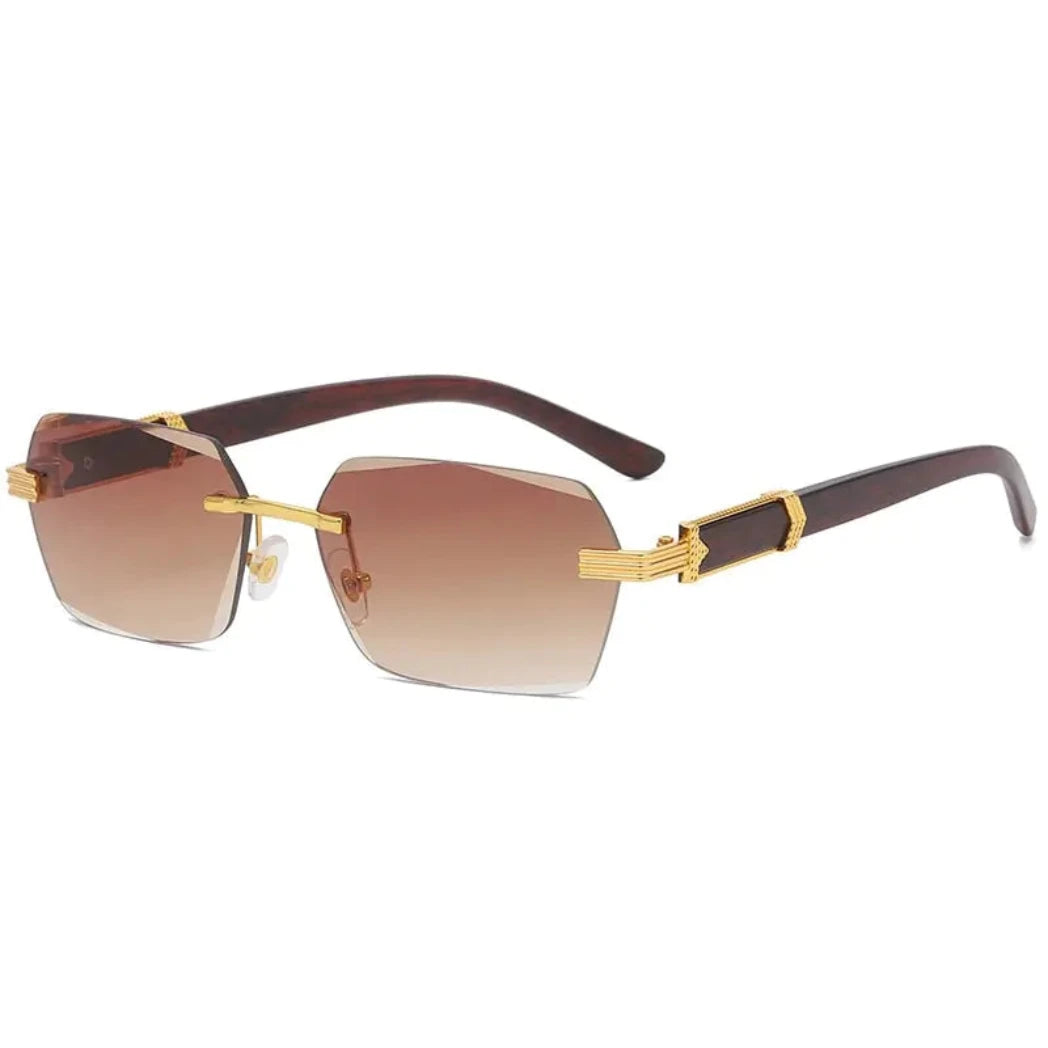 Wooden Rimless Sunglasses in Brown