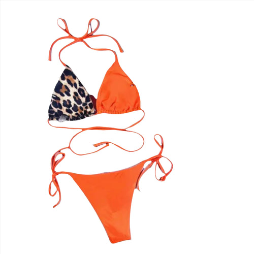 Load image into Gallery viewer, Ellolace Leopard Bikini in Orange
