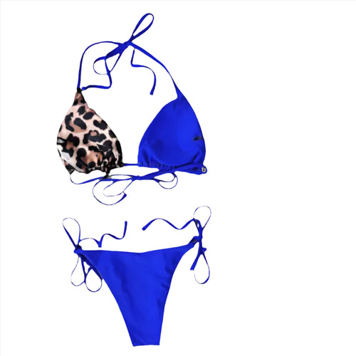 Load image into Gallery viewer, Ellolace Leopard Bikini in Blue
