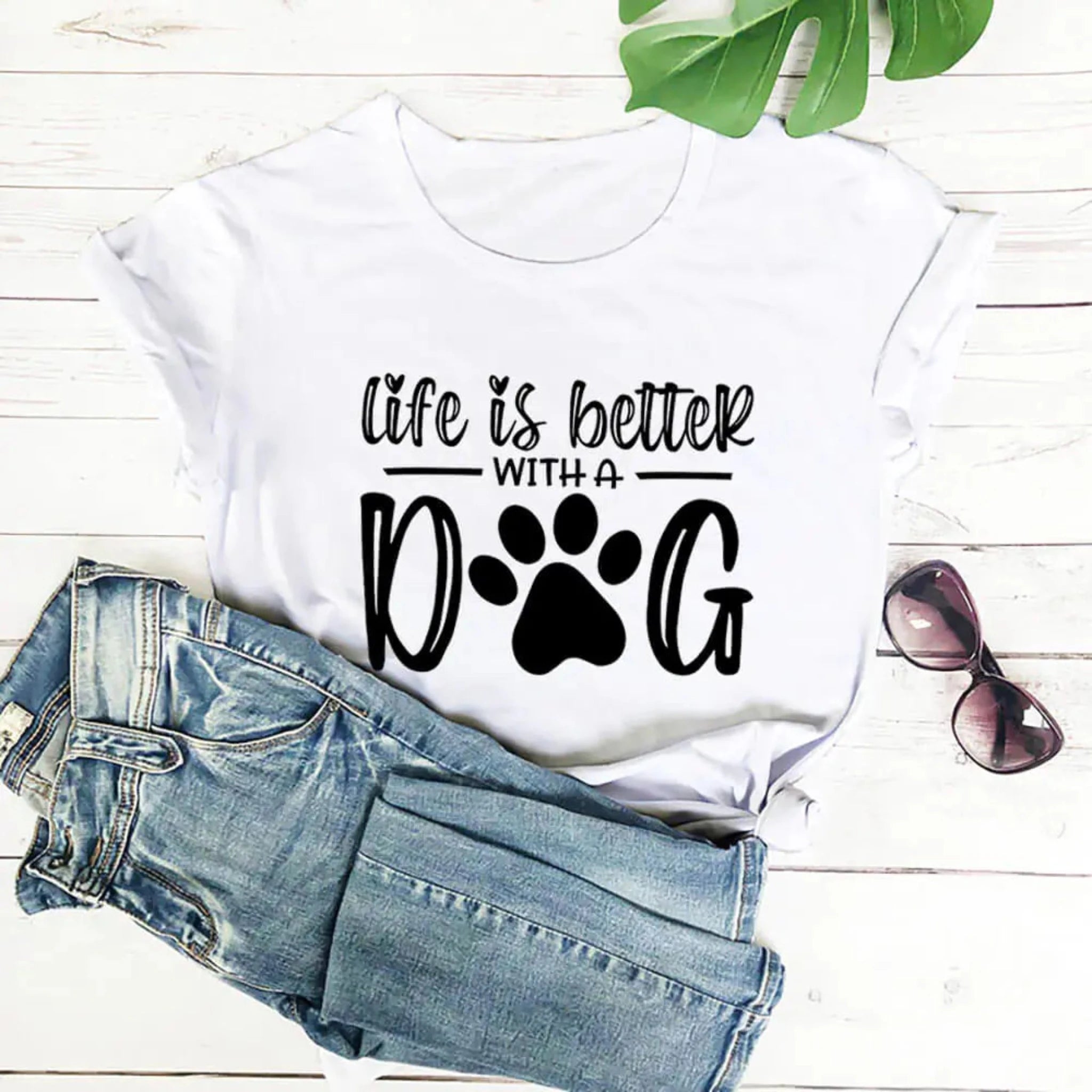 Life Is Better With A Dog Tee in White