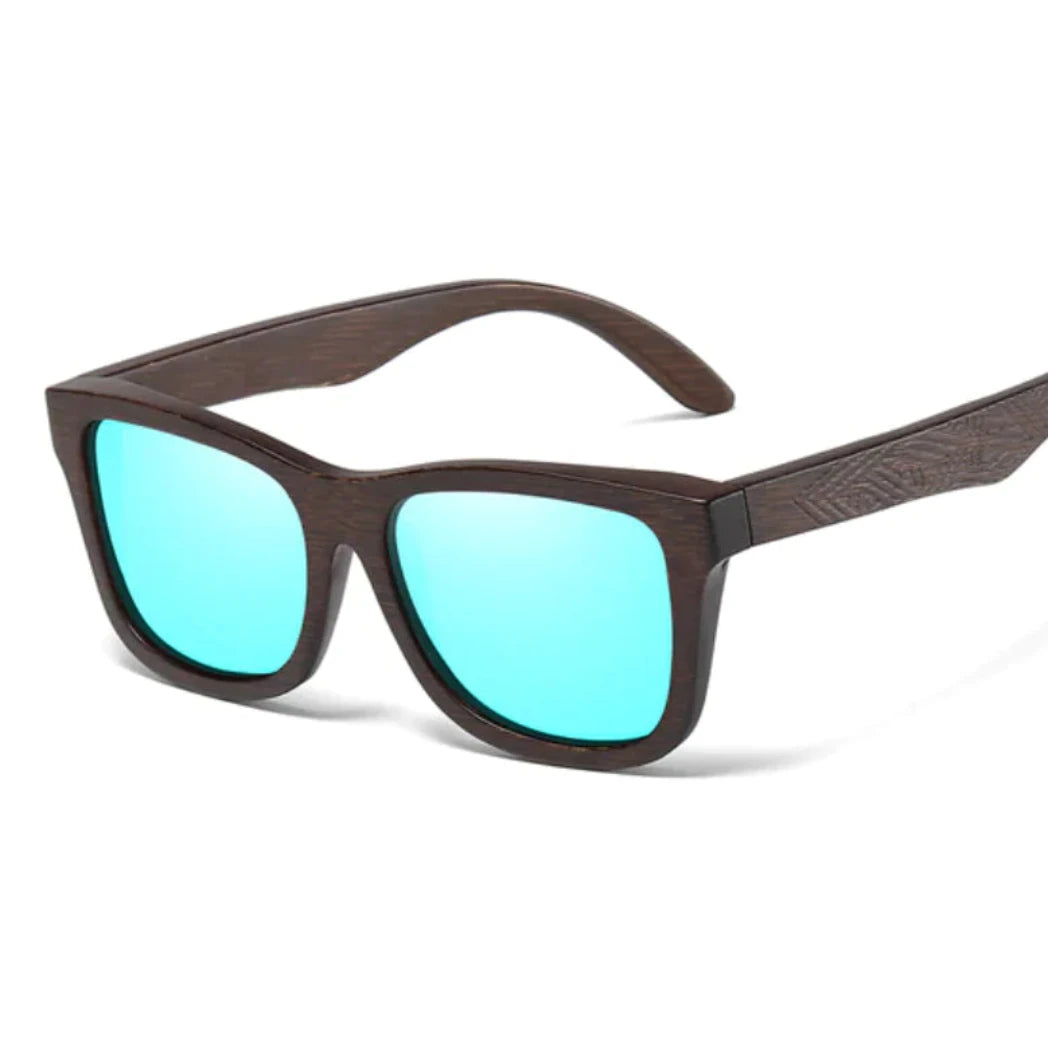 Bamboo Sunglasses with Blue Lenses