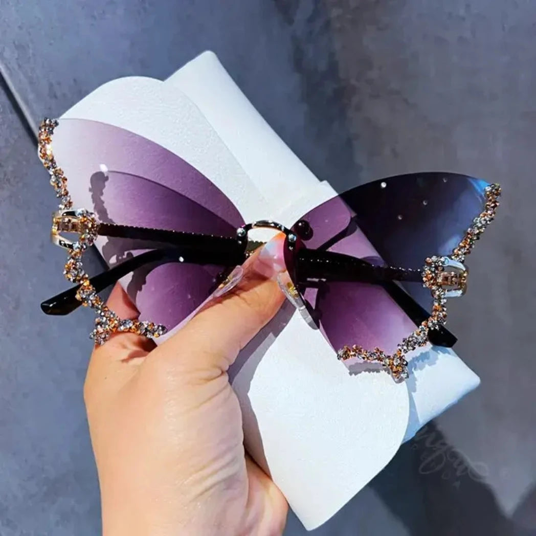 Rimless Butterfly Sunglasses in Purple