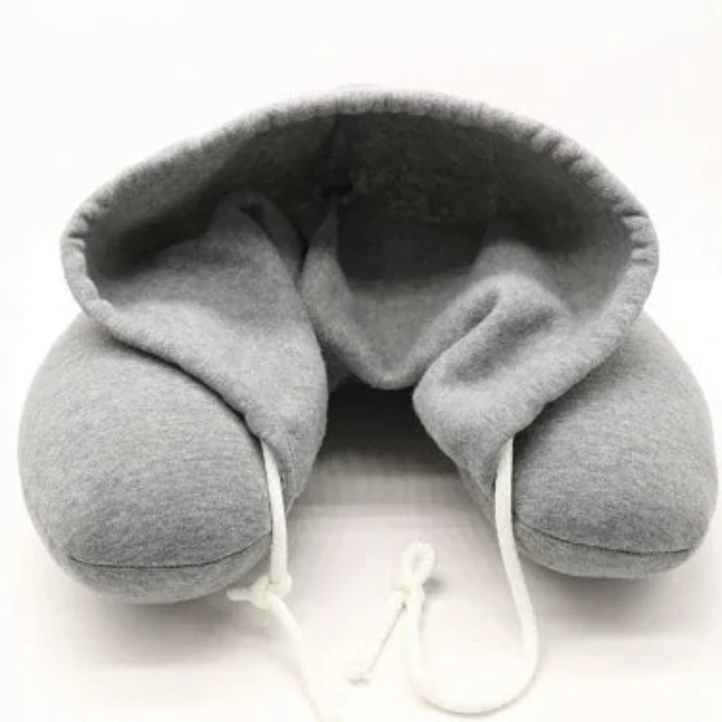 Travel Pillow & Privacy Hoodie in Gray