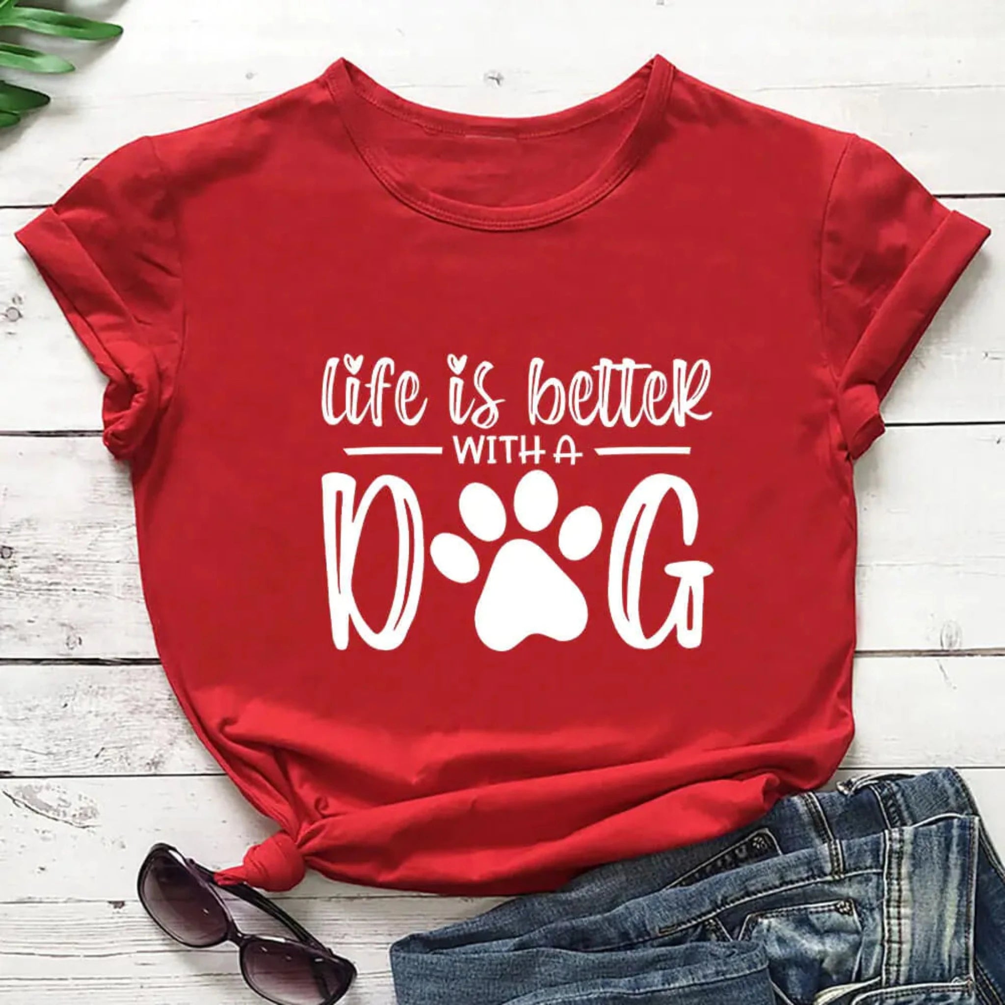 Life Is Better With A Dog Tee in Red