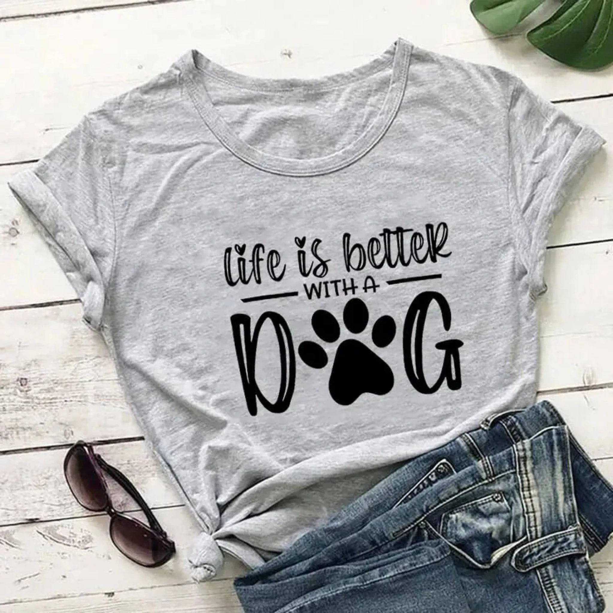 Life Is Better With A Dog Tee in Gray