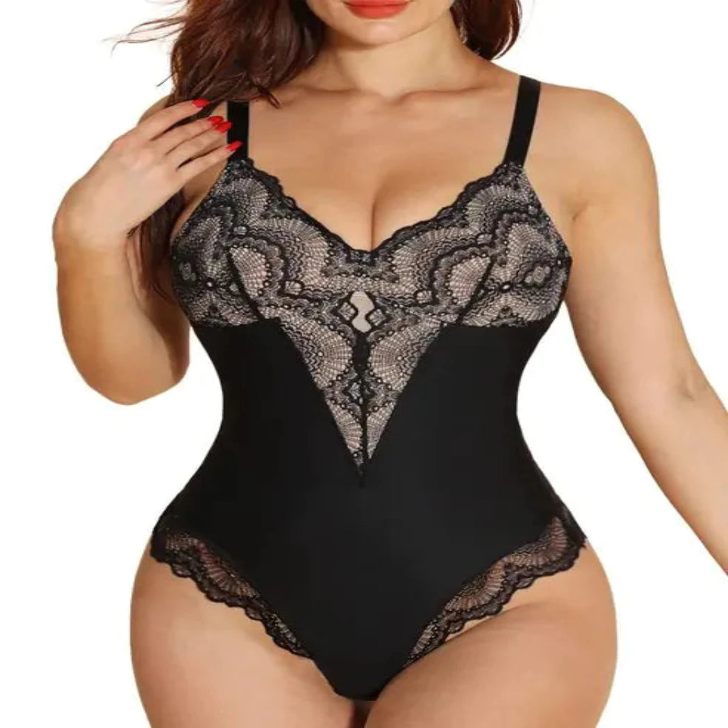 Lace Shapewear Bodysuit in Black