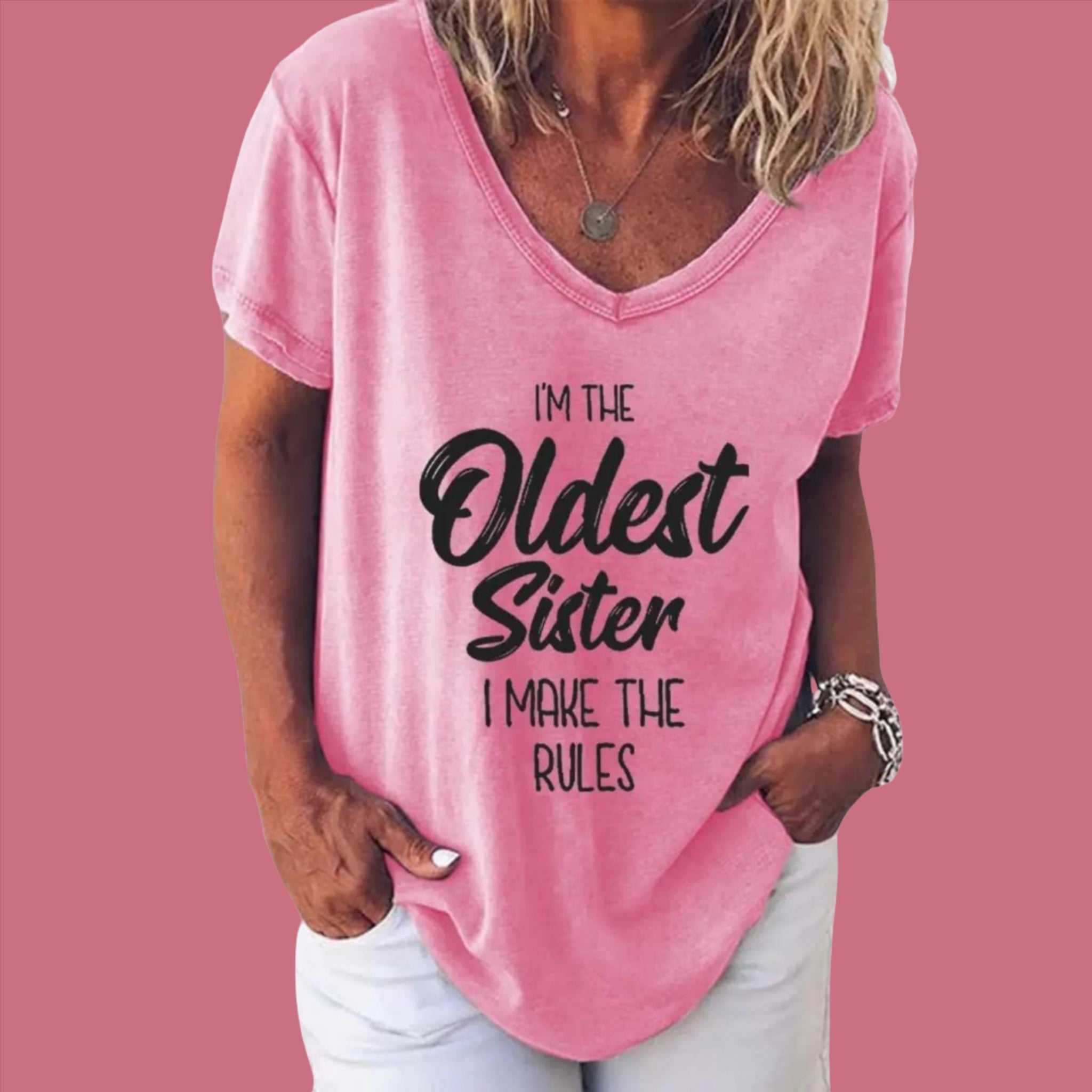 Older Sister Tee in Pink