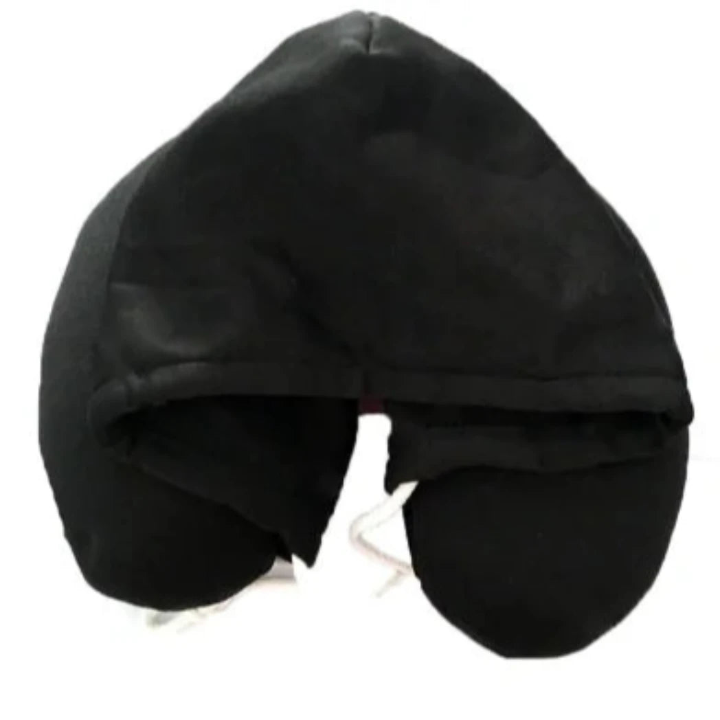 Travel Pillow & Privacy Hoodie in Black