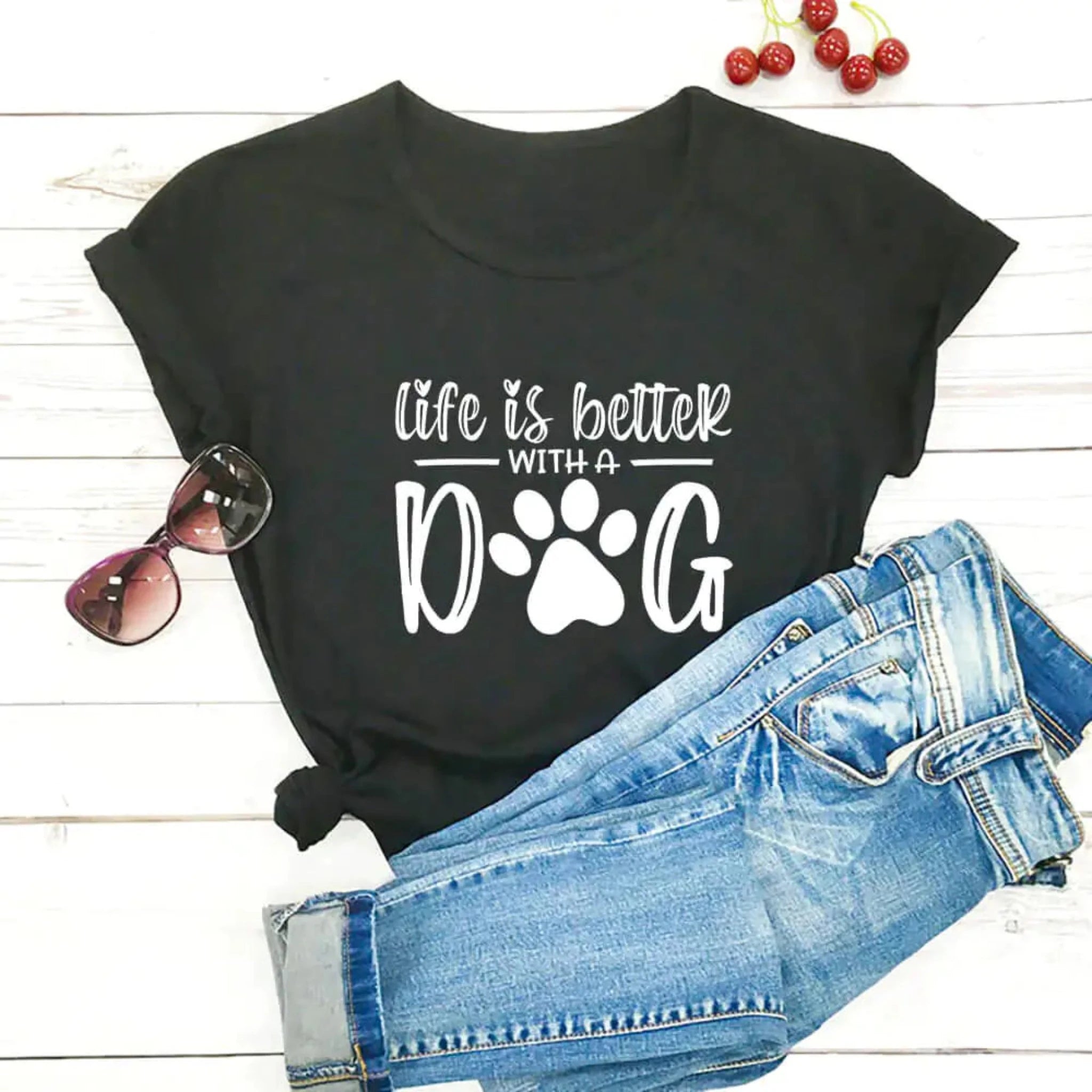 Life Is Better With A Dog Tee in Black