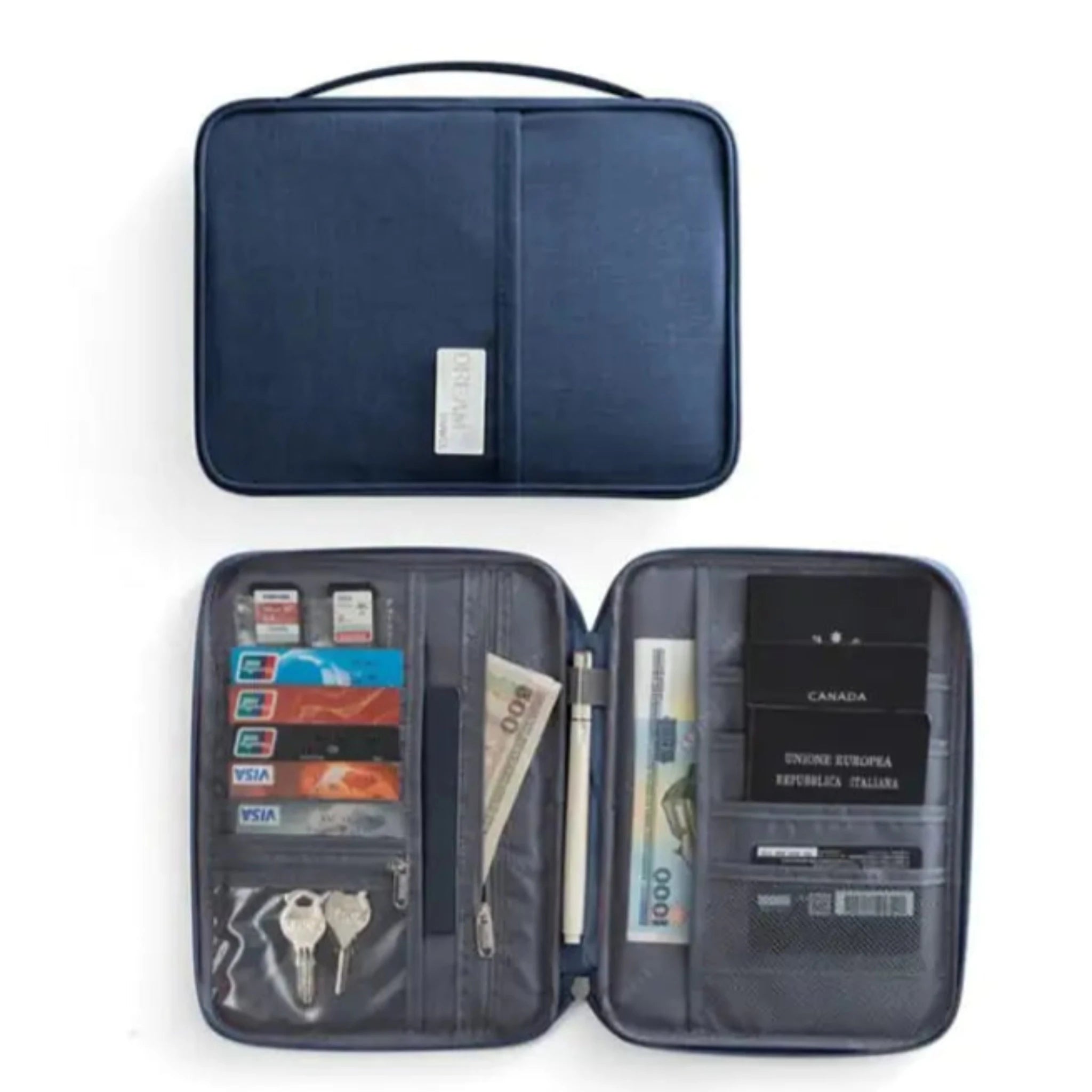 Travel Wallet in Navy Blue (Large)