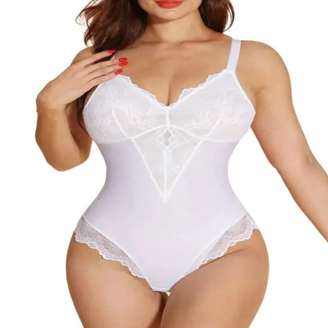 Lace Shapewear Bodysuit in White