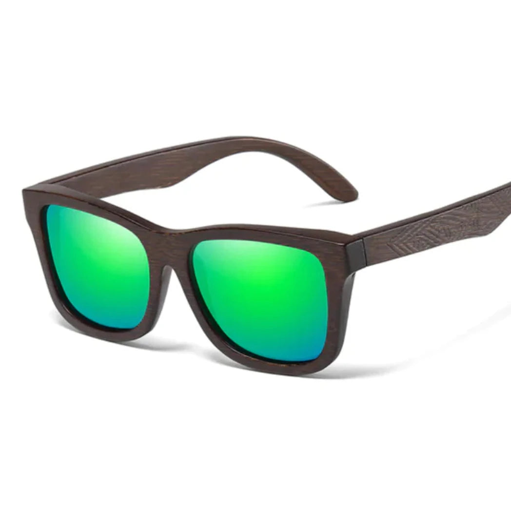 Bamboo Sunglasses with Green Lenses