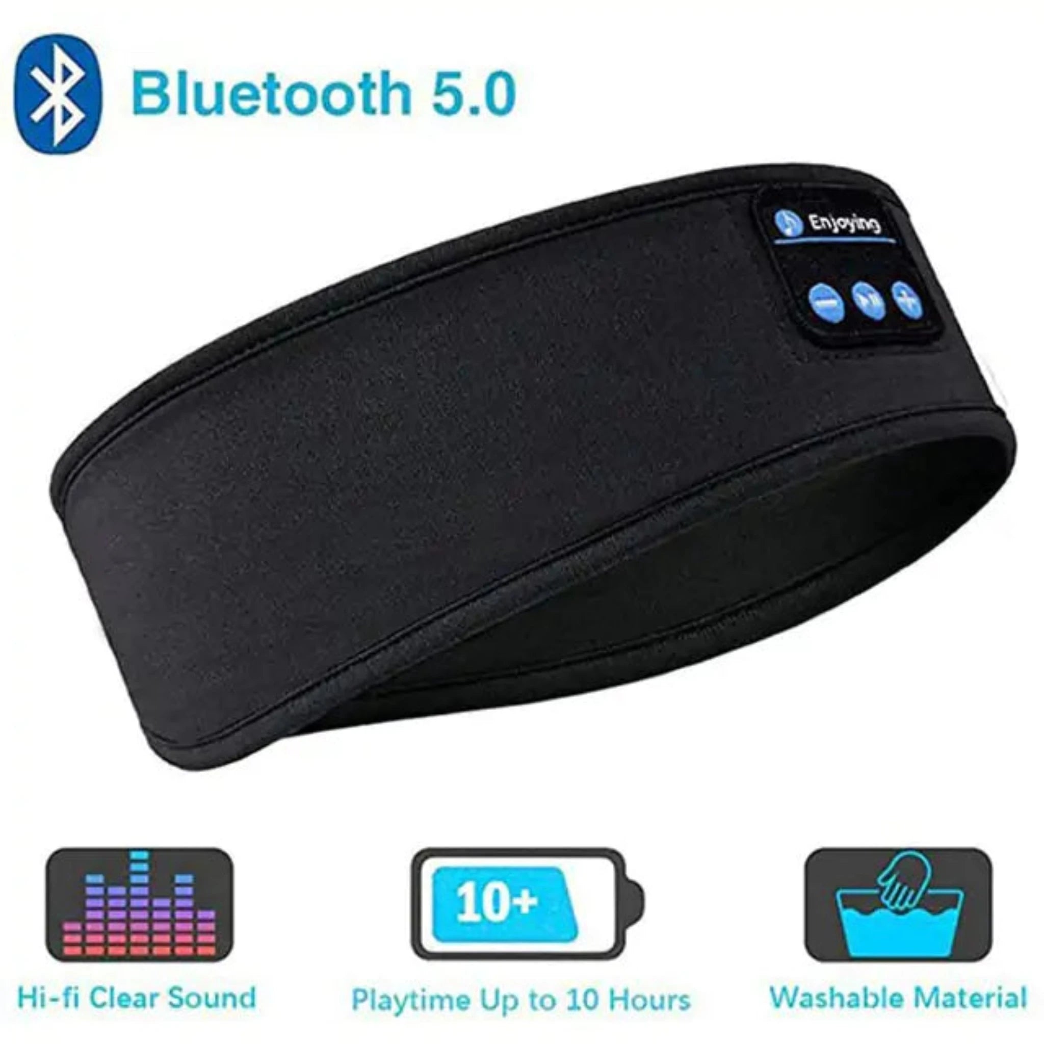 Bluetooth Headphones Soft Elastic Eye Mask in Black