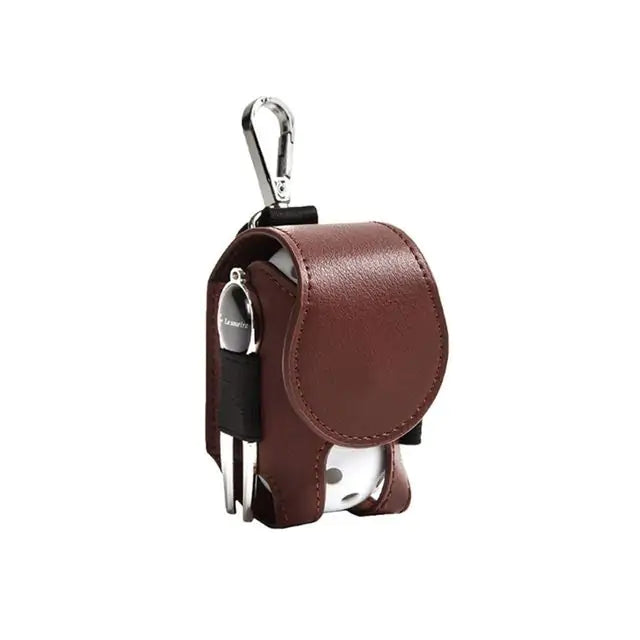 Mini Leather Golf Ball Pouch in Tuscan Brown