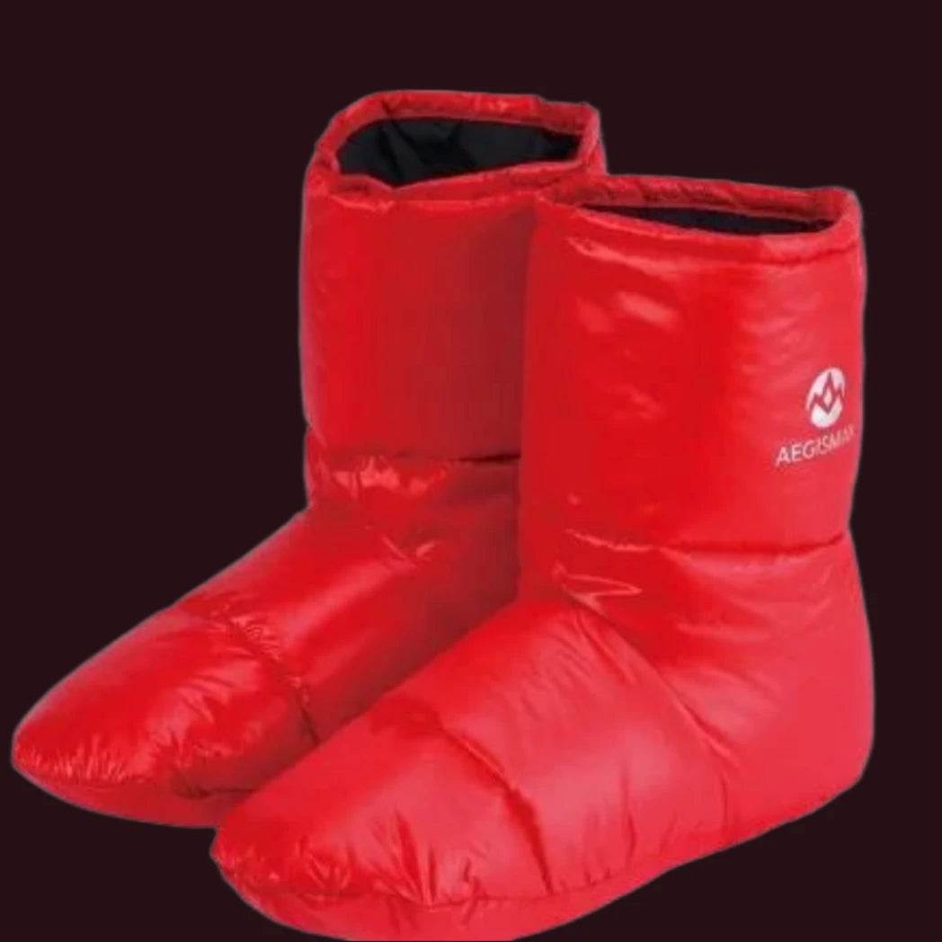 Sleeping Bag Accessories White Duck Down Slippers in Red