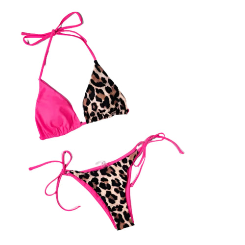 Load image into Gallery viewer, Ellolace Leopard Bikini in Pink
