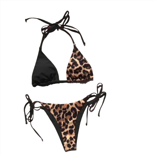 Load image into Gallery viewer, Ellolace Leopard Bikini in Black
