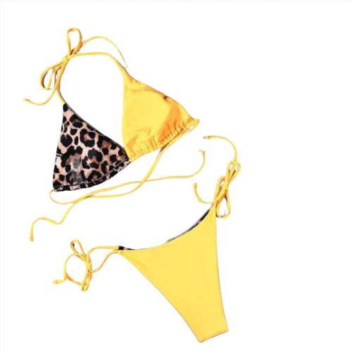 Load image into Gallery viewer, Ellolace Leopard Bikini in Yellow
