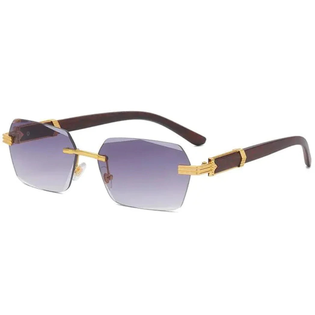 Wooden Rimless Sunglasses in Purple