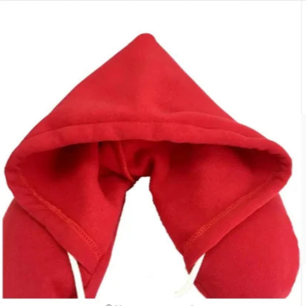 Travel Pillow & Privacy Hoodie in Red