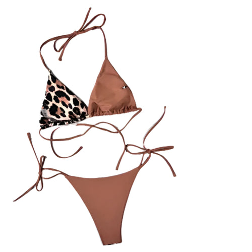 Load image into Gallery viewer, Ellolace Leopard Bikini in Tuscan Brown
