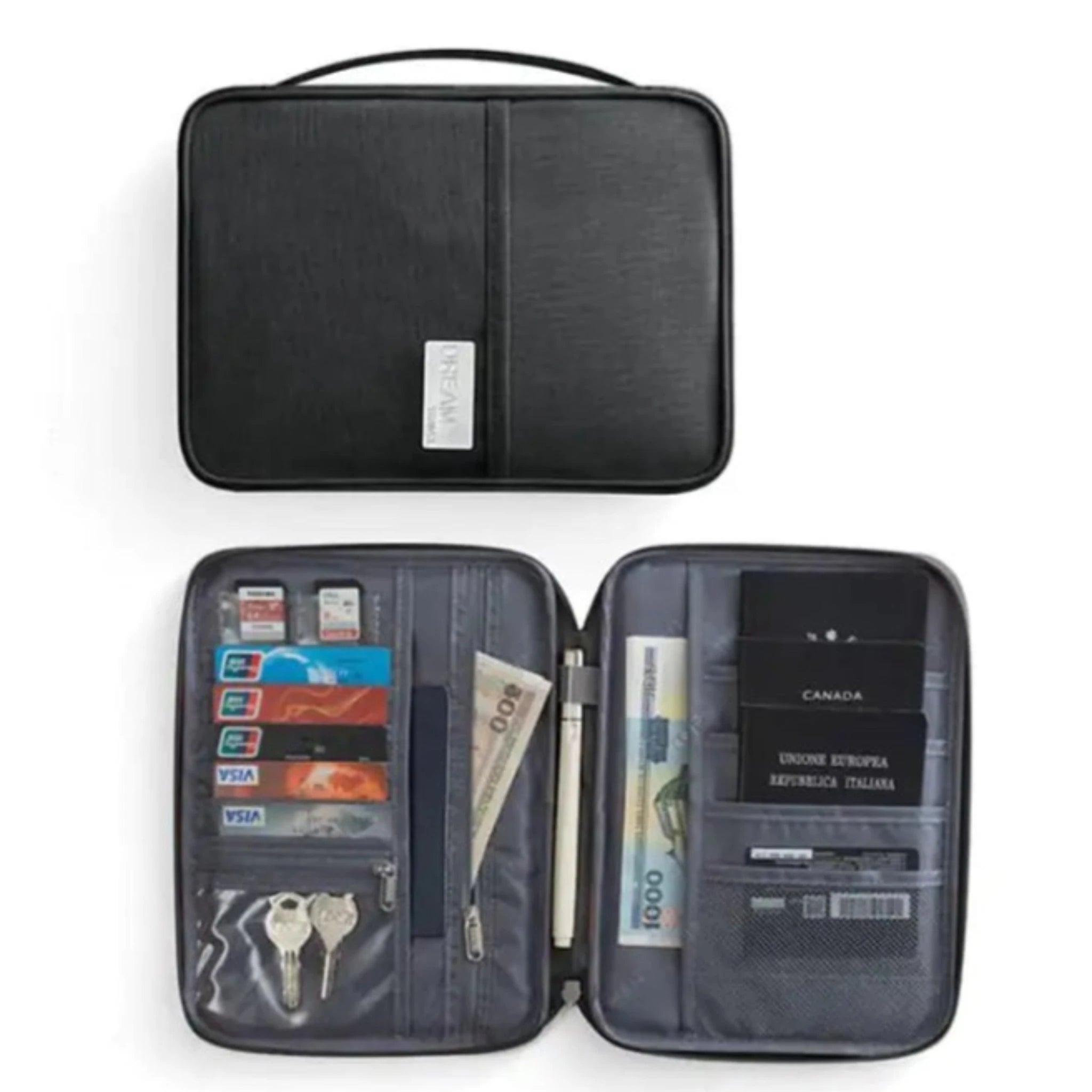 Travel Wallet in Black (Large)