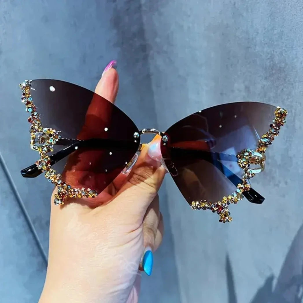 Rimless Butterfly Sunglasses in Brown