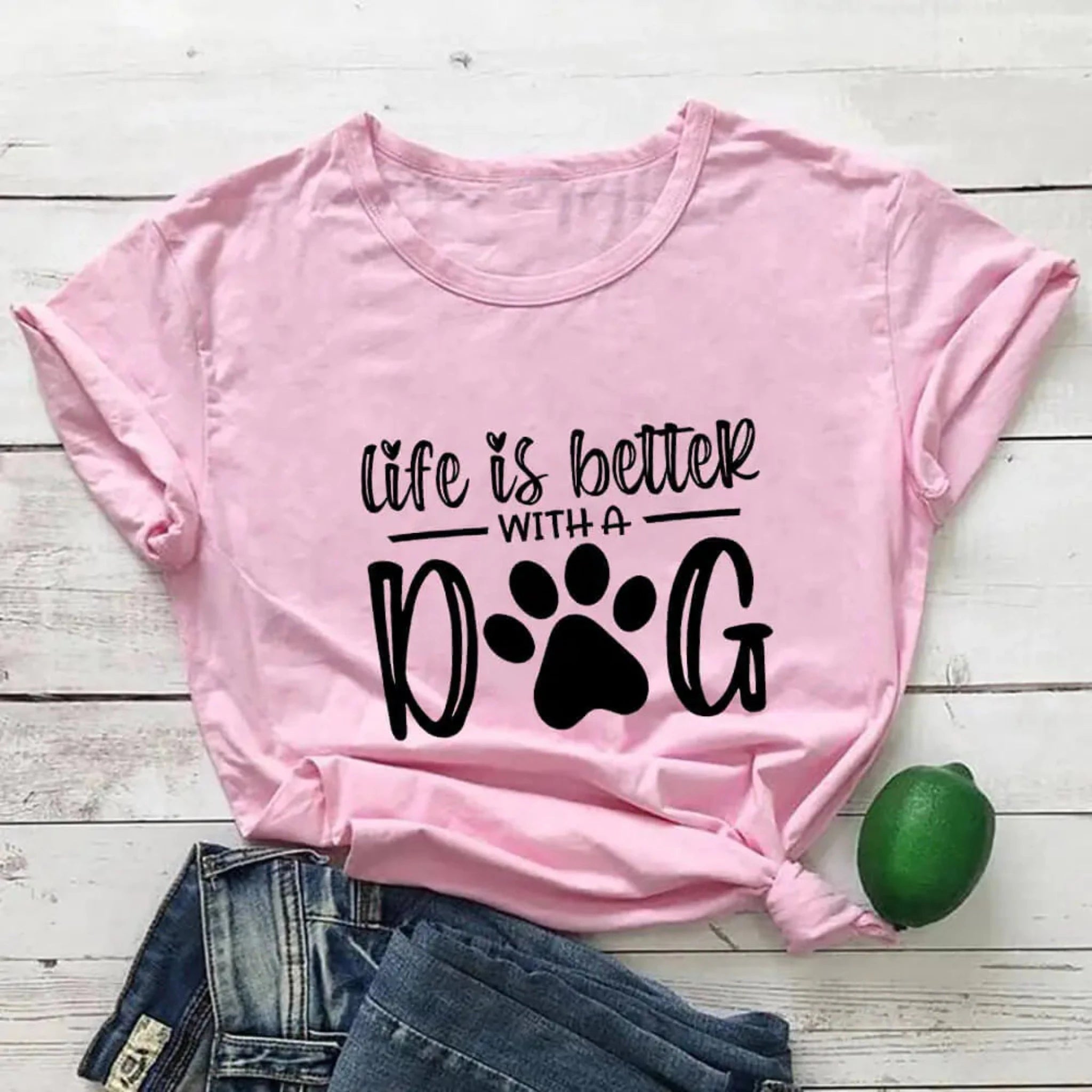 Life Is Better With A Dog Tee in Pink