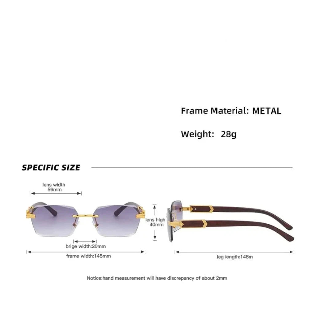 Wooden Rimless Sunglasses