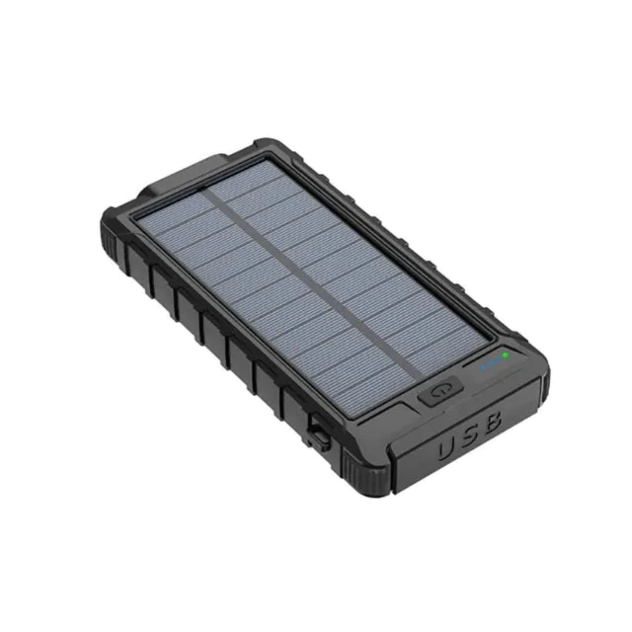 Waterproof Solar Fast Charging Portable Power Bank in Black