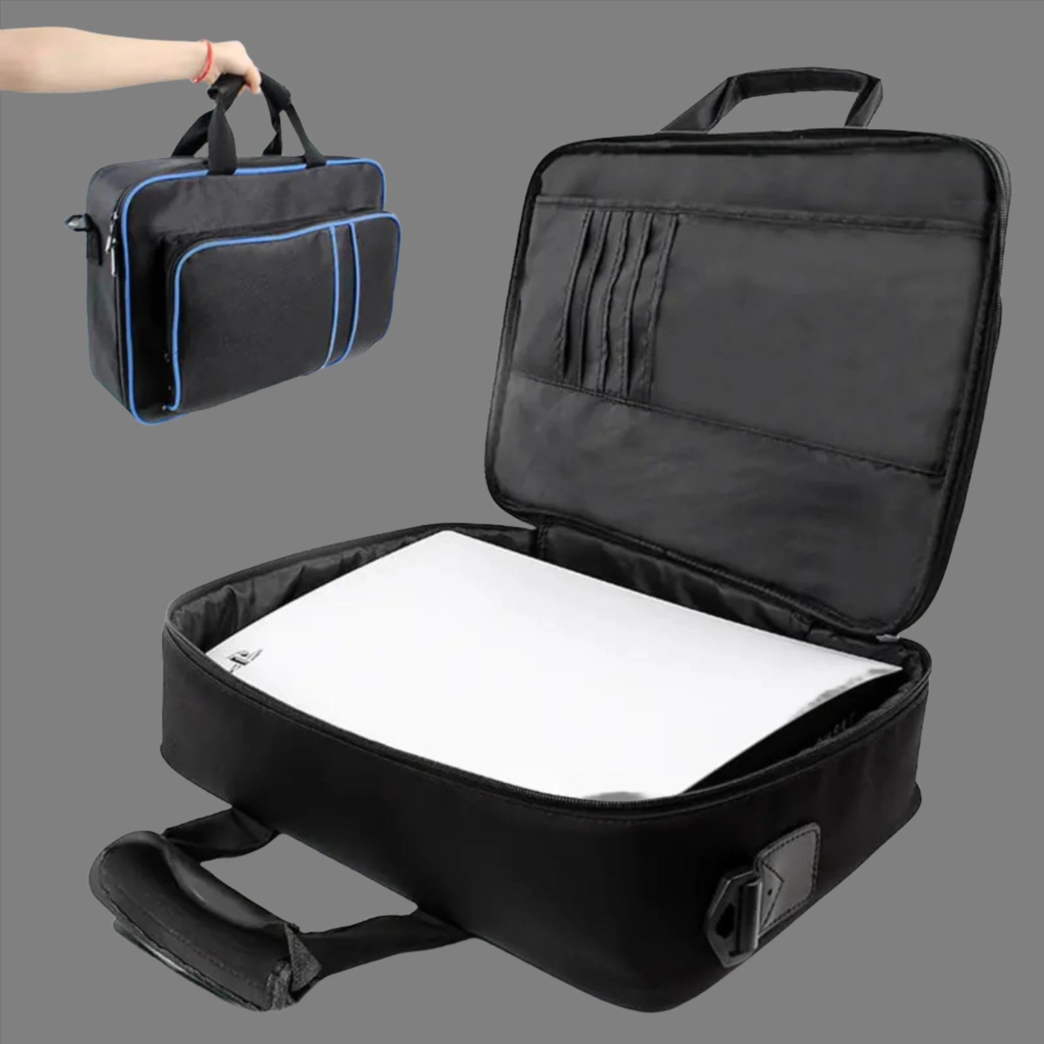 Canvas Carry Bag for Game Console open