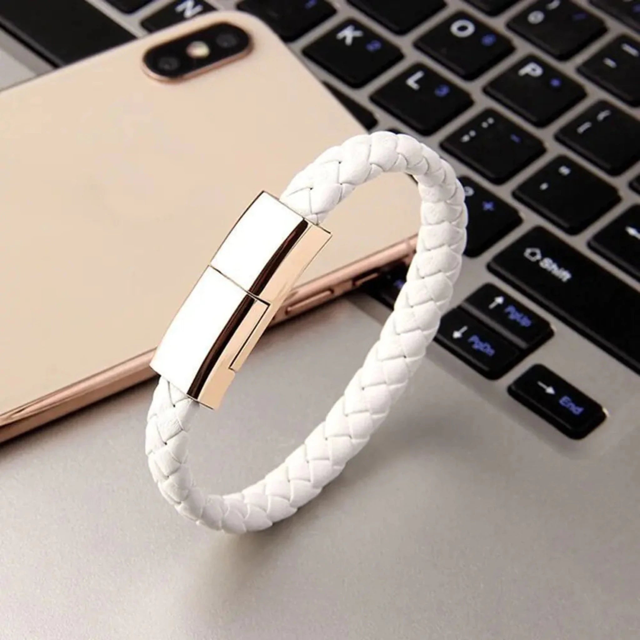 USB C Micro Cable Bracelet in White