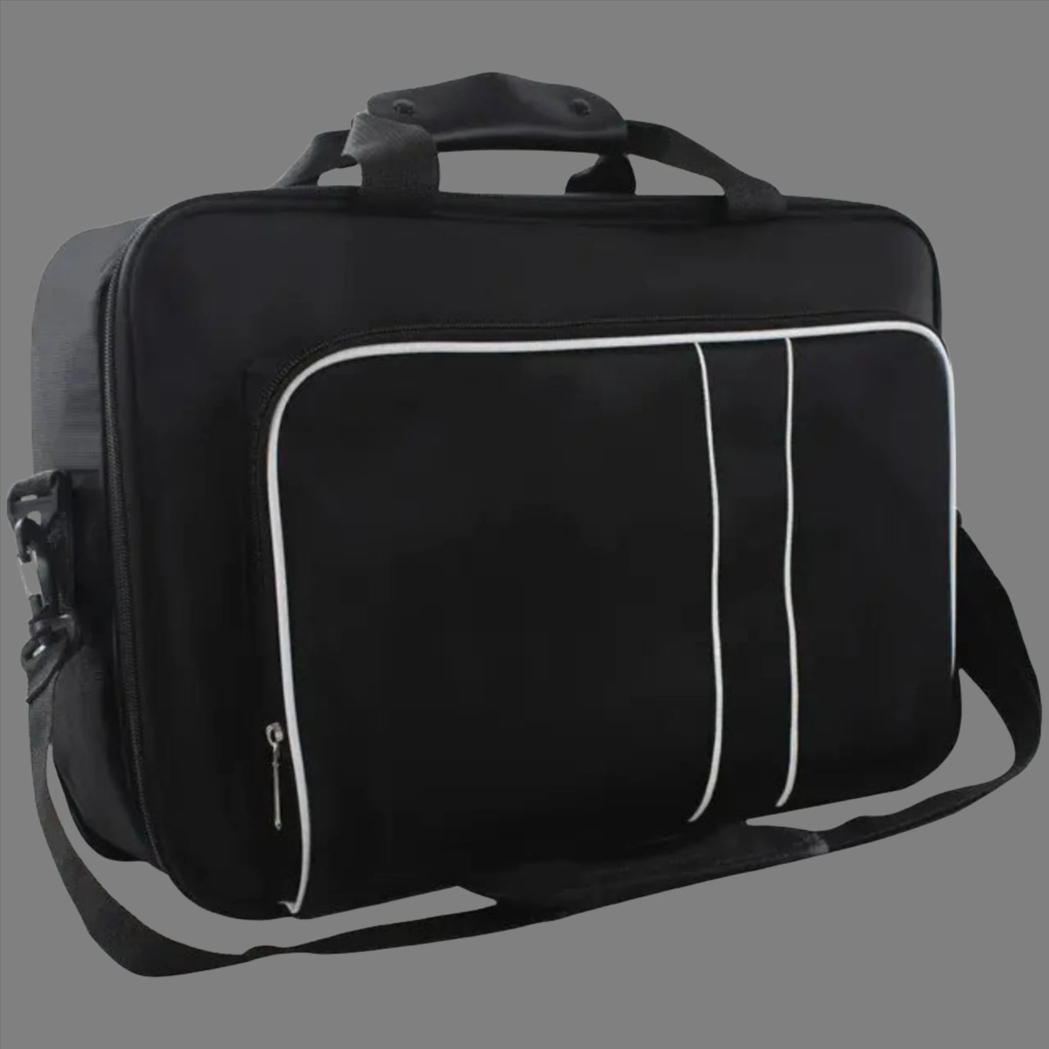 Canvas Carry Bag for Game Console in Black with White piping