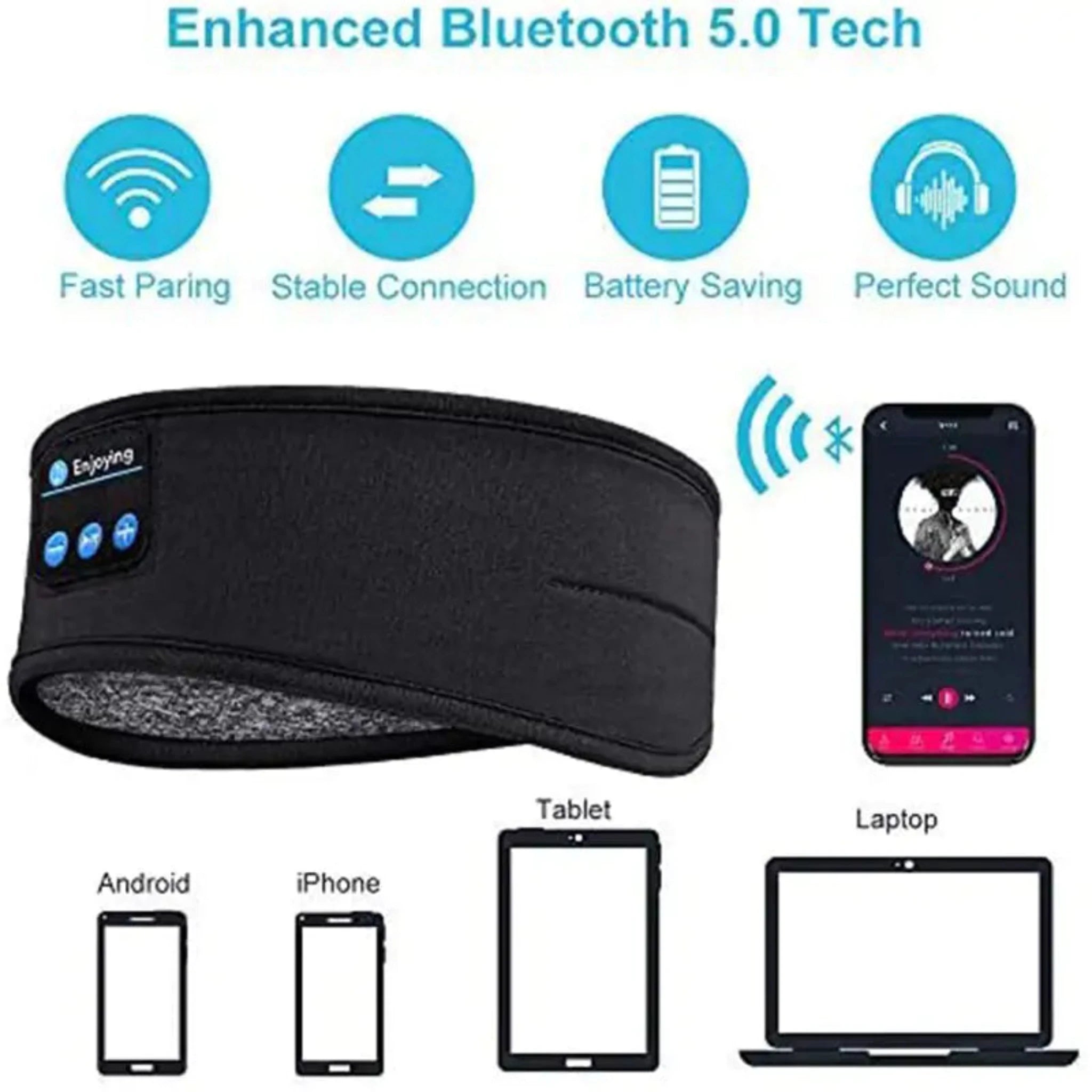 Bluetooth Headphones Soft Elastic Eye Mask