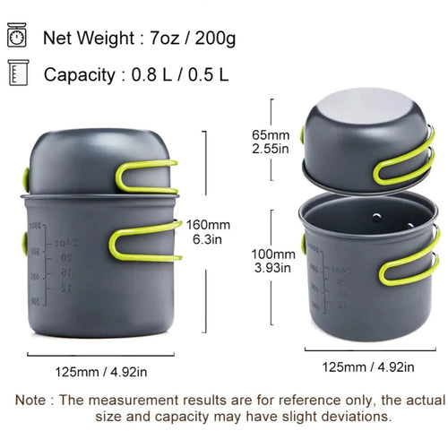 Load image into Gallery viewer, Outdoor Camping Tableware Kit Measurements
