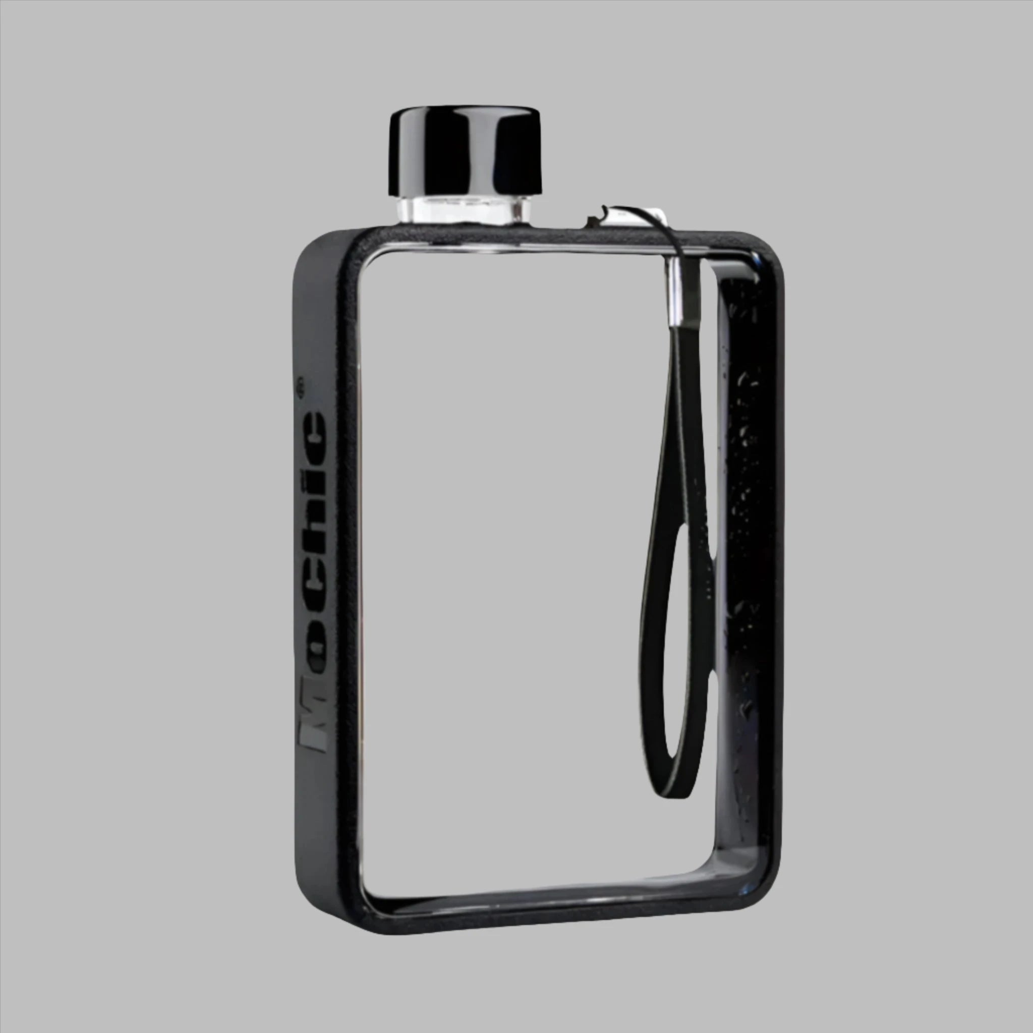 Flat Water Bottle in Black